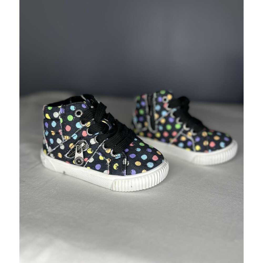 Blowfish Malibu Shoes Toddler Girls Size 7 High Top Sneakers Rainbow Polka Dot